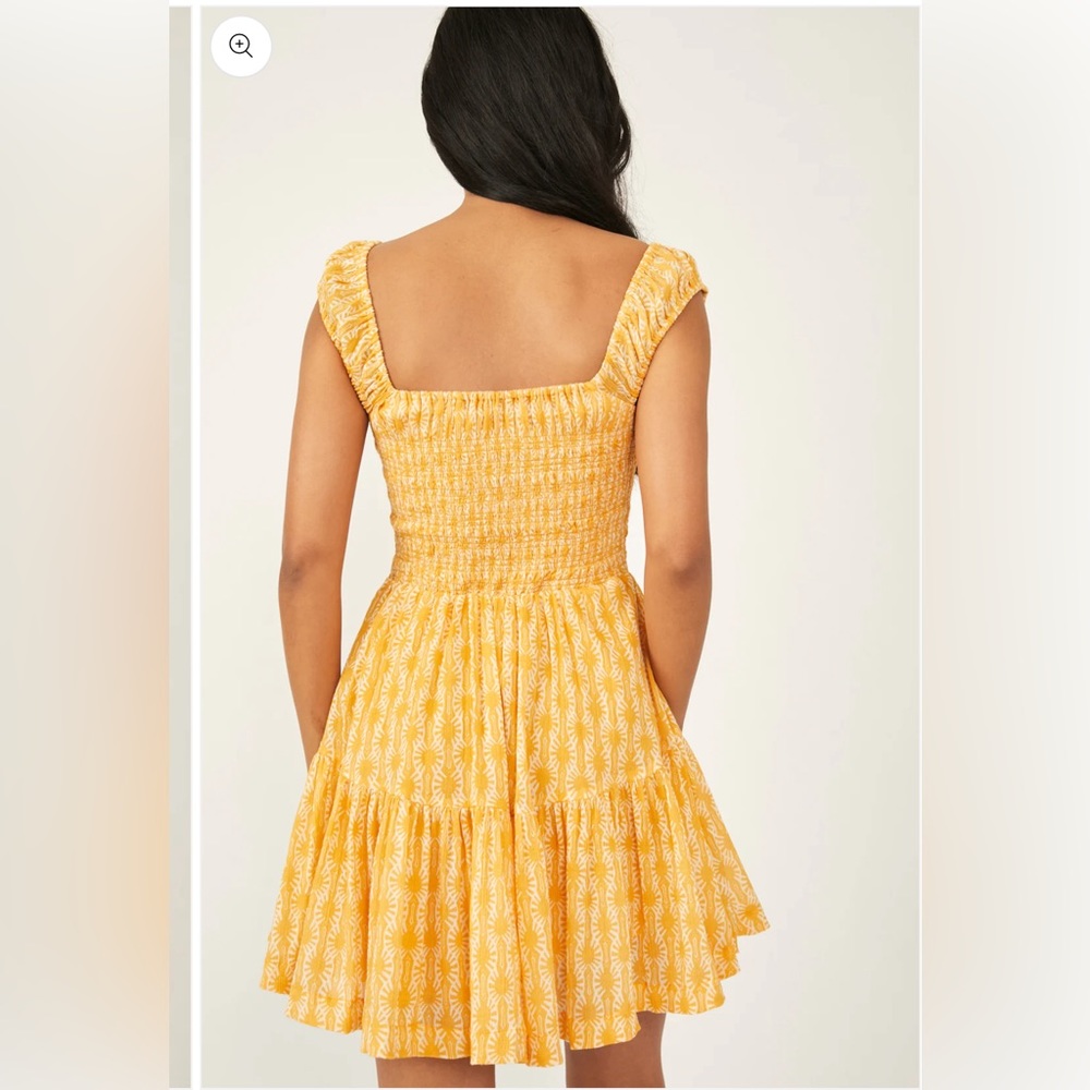 Free People Sweet Annie Mini Dress Sun Smocked Flutter Sleeve - Picture 6 of 9